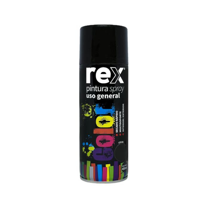 PINTURA SPRAY ACRILICA, NEGRO BRILLANTE, 400 ML REX
