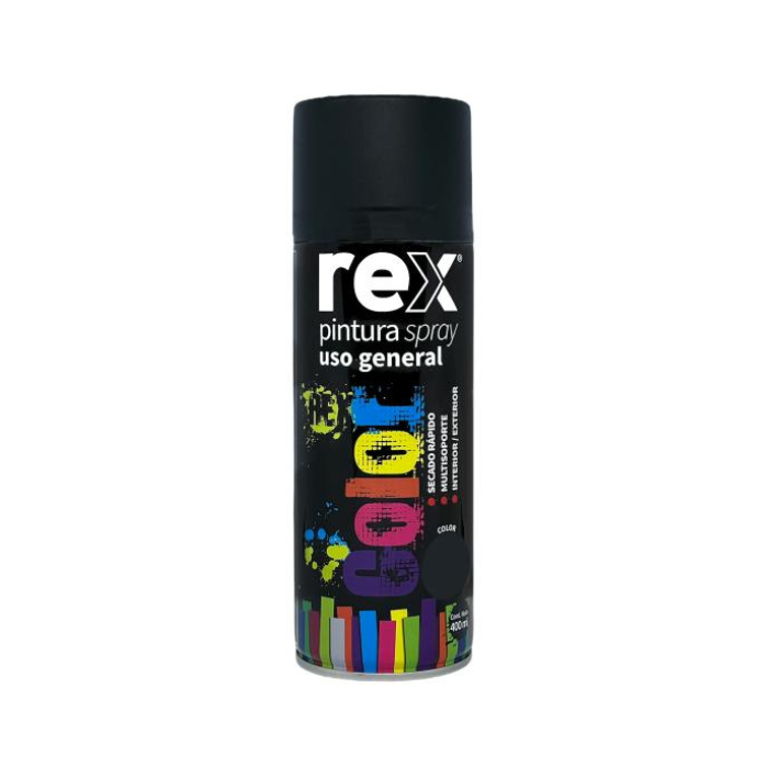 PINTURA SPRAY ACRILICA, NEGRO MATE, 400 ML REX
