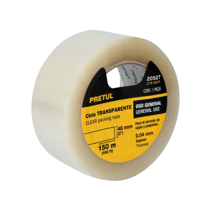 CINTA DE EMBALAJE TRANSPARENTE 150M X 48MM PRETUL 20527