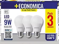 AMPOLLETA LED A60 E27 9W 6500K LUZ FRIA (PACK 3 UNDS)