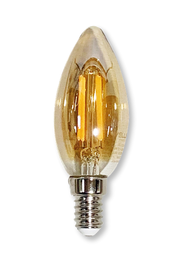 AMPOLLETA LED VELA AMBAR C35 E14 4W 2500K LUZ CALIDA FILAMENTO WELLMAX