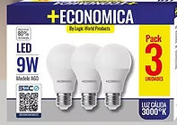 AMPOLLETA LED A60 E27 9W 3000K LUZ CALIDA (PACK 3 UNDS)