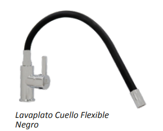 LLAVE MONOMANDO GRIFO LAVAPLATOS CUELLO FLEXIBLE NEGRO