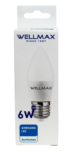 AMPOLLETA LED VELA C37 E27 6W 6500K LUZ FRIA WELLMAX