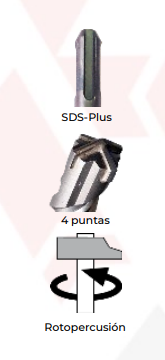 BROCA PARA CONCRETO SDS PLUS 6 X 210 MM 4 PUNTAS HEMIC