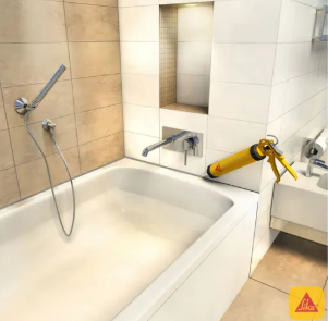 SILICONA ACETICA CON FUNGICIDA BAÑO Y COCINA BLANCO 280 ML SANISIL SIKA