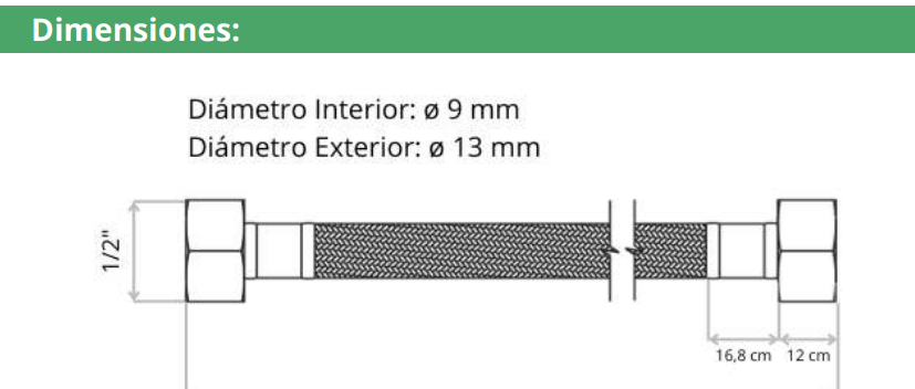 FLEXIBLE AGUA HI HI 1/2" 30 CM ACERO INOXIDABLE