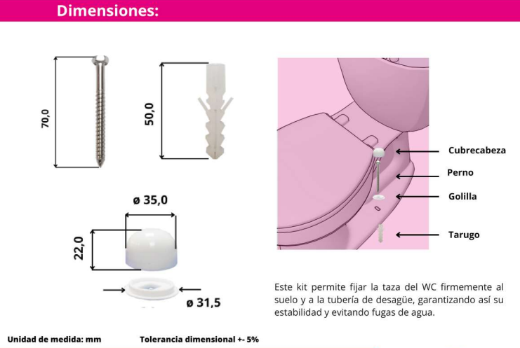 KIT ANCLAJE PARA WC - PISO