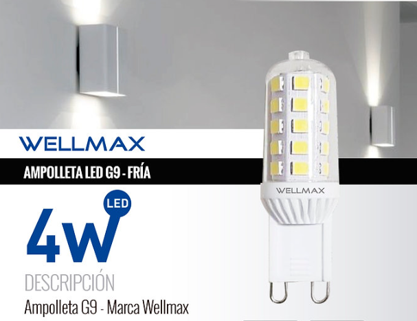AMPOLLETA LED G9 CW 4W 6500K LUZ FRIA WELLMAX