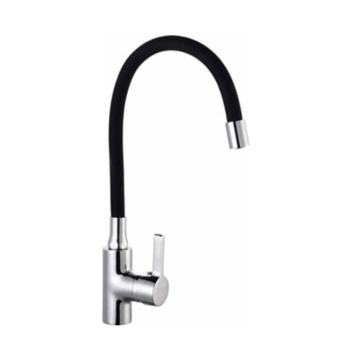 LLAVE MONOMANDO GRIFO LAVAPLATOS CUELLO FLEXIBLE NEGRO