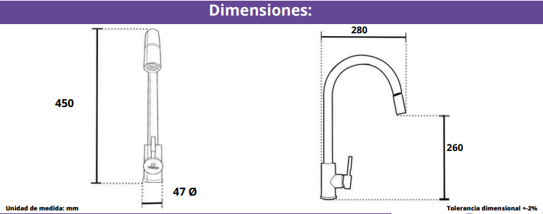 LLAVE MONOMANDO GRIFO LAVAPLATOS MODERN INOXIDABLE FLEXIBLE EXTRAIBLE
