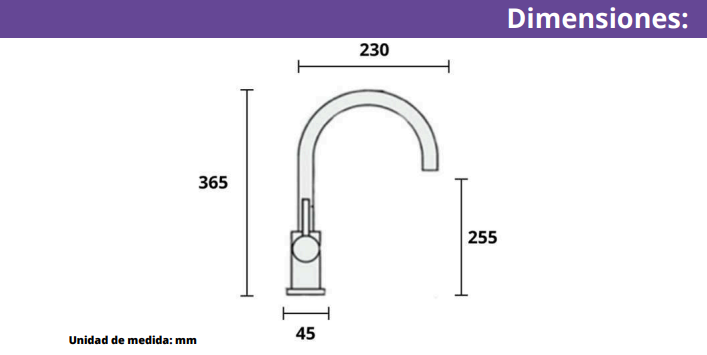 LLAVE MONOMANDO GRIFO LAVAPLATOS VERTICAL INOXIDABLE