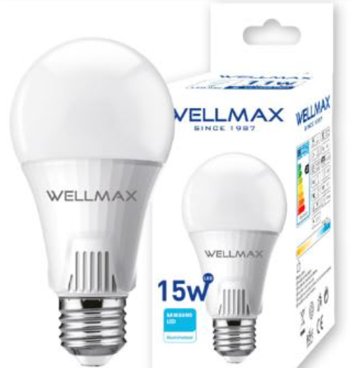 AMPOLLETA LED A60 E27 15W 6500K LUZ FRIA WELLMAX