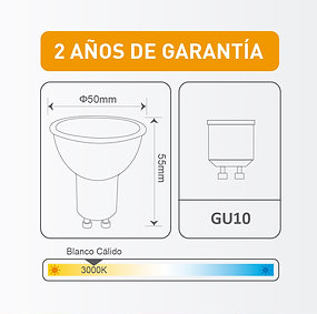 AMPOLLETA LED GU10 6W 3000K LUZ CALIDA WELLMAX