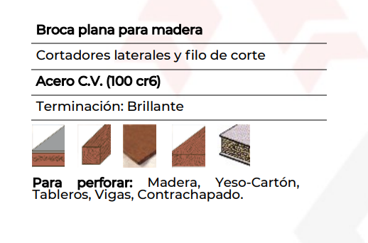 BROCA PLANA PARA MADERA 5/8" HEMIC