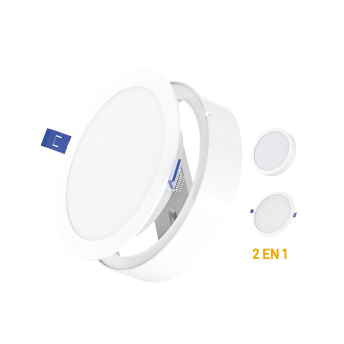 PANEL LED SOBREPUESTO / EMBUTIDO 18W 6500K REDONDO BORDE BLANCO WELLMAX