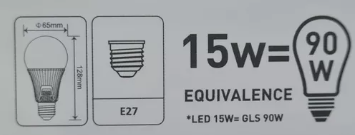 AMPOLLETA LED A60 E27 15W 6500K LUZ FRIA WELLMAX