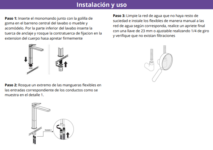 LLAVE MONOMANDO GRIFO LAVATORIO PARA LAVAMANOS MODERN INOXIDABLE