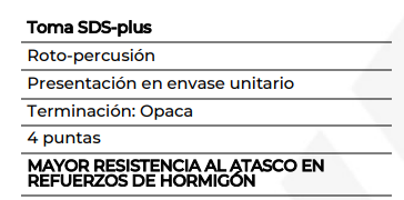 BROCA PARA CONCRETO SDS PLUS 6 X 210 MM 4 PUNTAS HEMIC