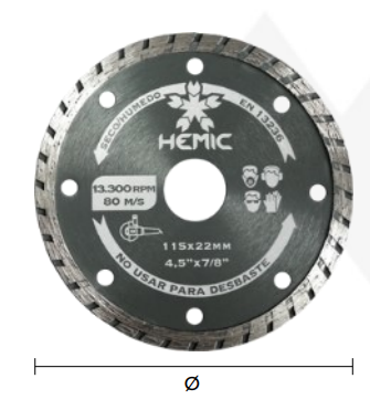 DISCO DIAMANTADO TURBO 4 1/2" HEMIC