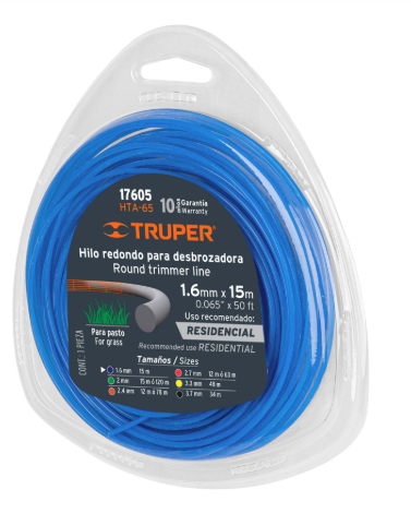 HILO NYLON P/DESBROZADORA 1.6 MM X 15 MTS TRUPER