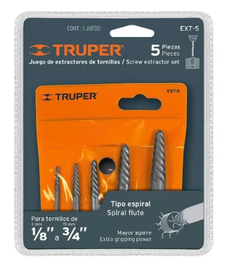 JUEGO EXTRACTOR DE PERNOS 5 PIEZAS 3-19 MM TRUPER