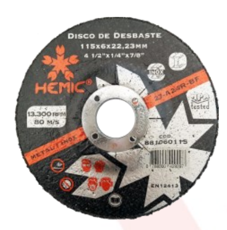 DISCO DESBASTE METAL 4 1/2" HEMIC