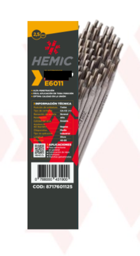 ELECTRODO SOLDADURA 6011 1/8" 3.2 MM 1 KG HEMIC