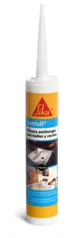 SILICONA ACETICA CON FUNGICIDA BAÑO Y COCINA BLANCO 280 ML SANISIL SIKA