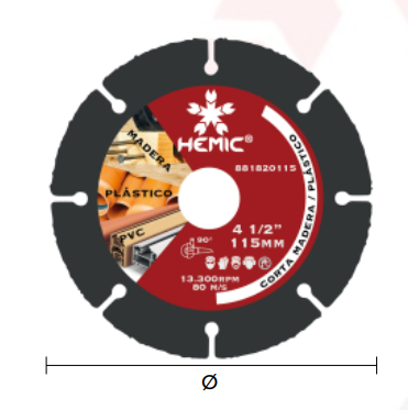 DISCO PARA MADERA 4 1/2" HEMIC