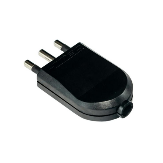 ENCHUFE MACHO CORNER 10A 3 PATAS NEGRO
